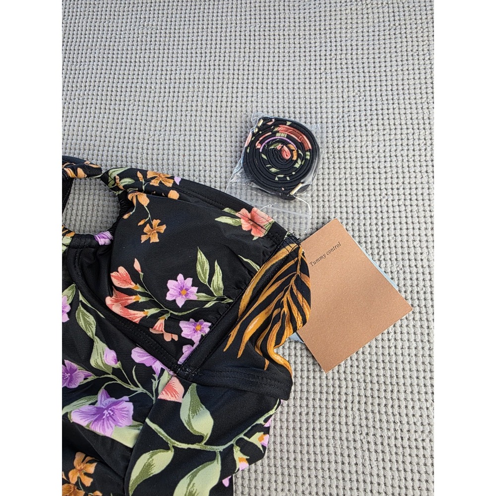 Shade & Shore Women's One Piece Floral Swimsuit XL Tropical Tummy Control (501) - Picture 3 of 6